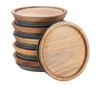 Cpolebev 6 Sealed Wooden Storage Lids Set,Wooden Lids Wood Brown for Ball,Kerr Jars,Food Grade Material,Airtight for Jars 89mm