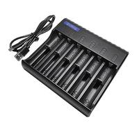 Cpolebev 6 Slot Electric Battery Charger Black Plastic AA/AAA NiMH/NiCd Rechargeable Battery Charger