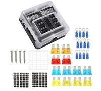 Cpolebev 6 Way Waterproof Fuse Block,with LED Indicator Kit with Negative Marine Fuse Box for Dc12-24V Car Boat RV Truck