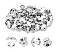 Cpolebev 60PCS Locking Pin Back Metal Pin Backing, Locking Pin Keeper Clasp for Brooch Enamel Lapel