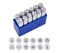Cpolebev 6mm Metal Stamp Punch Tool Aluminium Leather Symbol Punching Stamps Tools Craft for Stamping 12 Patterns Set B