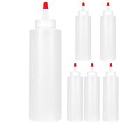 Cpolebev 6PC Squeeze Squirt Condiment Bottles for Sauces - 16 Ounce - Perfect Containers for Ketchup, BBQ, Sauces, Syrup