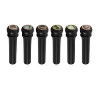 Cpolebev 6Pcs Black Ebony Shell Guitar Bridge Bone Pins Set with Green Abalone Dot For Acoustic Guitar Accessories