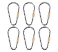 Cpolebev 6PCS Mini Titanium Locking Carabiner,Small Sturdy D-Ring Keychain Clip for Indoor Outdoor Backpack Climbing