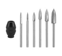 Cpolebev 7Pc Wood Carving Tools,1/8Inch Shank HSS Engraving Drill Tool Wood Crafts Accessories with 4486 Chuck for Tool