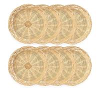 Cpolebev 8 Pack Bamboo Paper Plate Holders, 10 Inches Reusable for Dinner Plates Hand Woven Wicker Paper Plate Baskets