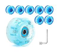 Cpolebev 8 Piece Glitter Light Up Roller Skate Wheels Luminous Skate Wheels with Bearings Installed 32 x 58 mm 78A,Blue
