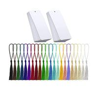Cpolebev 80 Pieces White Blank Bookmarks Cardstock with 80 Pcs Colorful Tassels, for DIY Classroom Projects