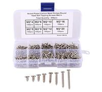 Cpolebev 800Pcs/Set M2 Screw Carbon Steel Drive Pan Head Self Tapping Screws Assorted Fastener M2X4/5/6/8/10/12/16Mm/20Mm