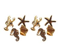 Cpolebev 8Pcs Marine Series Shells Starfish Hippocampus Napkin Ring Model Room High-End Hotel Napkin Buckle Napkin Ring Dining
