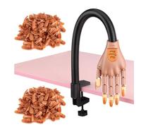 Cpolebev Acrylic Nails Flexible Practice Fake Hand,Nail Training Adjustable Finger Kits, Fake Nails Hands with 200 PCS Nail Tips