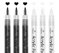 Cpolebev Acrylic Paint Pens,6 Pack Black White Paint Markers, Paint Pens for Rock Painting Stone Ceramic Glass Wood Plastic Metal