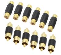Cpolebev Adapter 6 Female to Female Couplers + 6 Male to Male Couplers Gold-Plated Adapters for Cable Extensions Accessories
