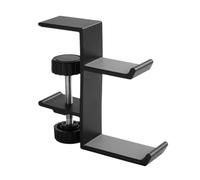 Cpolebev Adjustable Hanging Hooks Desk Side Hanging Bag Holder Clip-on Headset Holder Desktop Countertop Hooks Brackets Black