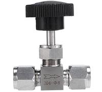 Cpolebev Adjustable Needle Valve O.D 8mm Tube Stainless Steel 304 High Pressure Acid Proof Straight Card Set Crane