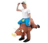 Cpolebev Adult Inflatable Bull Costume Ride on Cow OX Suit for Halloween Cosplay Dress Funny Fancy Mascot