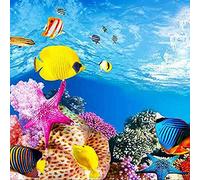 Cpolebev Aquarium background paper HD picture 3d three-dimensional fish tank wallpaper background painting double sided aquarium decorative fish tank sticker(40 * 82cm)