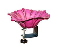 Cpolebev Balcony Bird Bath Railing Bird Feeder Birdbath Bowl Fence Bird Bath with Heavy Duty Adjustable Base Deck Rail Rose Red