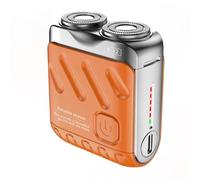 Cpolebev Beard Shaver Rechargeable Electric Shaver Double Ring Magnetic Cutter, Mini Electrict Shaver Travel Shaver Orange