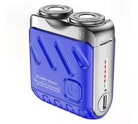 Cpolebev Beard Shaver,Rechargeable Electric Shaver Double Ring Magnetic Cutter, Mini Electrict Shaver Travel Shaver Blue
