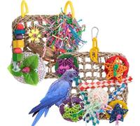 Cpolebev Bird Toys Parrot Toys Set of 2 Seagrass Woven Suspension Cushions, for African Grey Parrots