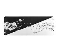 Cpolebev Black and White Gaming Mouse Pad,Large Mouse Mat Desk Pad, Stitched Edges Mousepad, 31.5 x 11.8 Inch