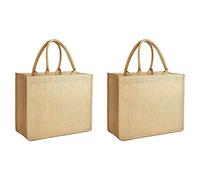Cpolebev Burlap Tote Bags Reusable Cotton Shopping Grocery Bag Bridesmaid Tote Bags Laminated Interior with Handles