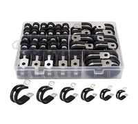 Cpolebev Cable Clamp Assortment Kit Stainless Steel Rubber Coated Cushioned Insulated Cable Clamp Automotive Wire Pipe Clamp