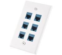 Cpolebev Cat 6 Ethernet Wall Plate 6 Port,Ethernet Wall Plate Female-Female Removable Compatible with Cat7/6/6E/5/5E