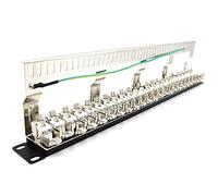 Cpolebev Cat7 Patch Panel 24Port CAT7/CAT6A Patch Panel Full Shielded Incl. 24X Cat7 Shielded Adapter 1U 19 Inch
