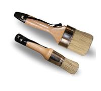 Cpolebev Chalk Wax Paint Brush Set Kit - 2 PCs 1 Round Paint Brush Furniture Painting 1 Oval Chalk Paint - Bristle Paint Brushes Set Kit