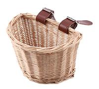 Cpolebev Children's Vintage Rattan Bicycle Baskets Bike Scooter Basket Kids Bicycle Front Basket,XS(Wood Color)