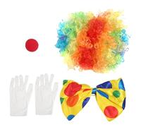 Cpolebev Clown Costume Clown Wig Clown Nose Accessories Bow Tie White Gloves for Women Men Adults Carnival
