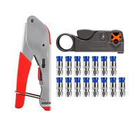 Cpolebev Coax Cable Crimper Kit Tool Coaxial Compression Tool Kit for RG6 RG59 with 15Pcs F RG6 RG59 Connectors