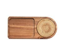 Cpolebev Coffee Tray Wood Plate Breakfast Tray for Serving Food Hospitality Coffeeware Teaware Decor Table Decoration Replacement Parts Accessories B