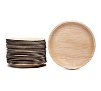 Cpolebev Compostable, Biodegradable, Disposable Palm Leaf Plates Sturdy, Microwave & Oven Safe (20, 8 inch Round Plates)