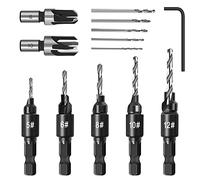Cpolebev Countersink Drill Bit Set, Woodworking Chamfer Adjustable Countersink Tools on Counter Sink Holes with 1/4inch Hex Shank