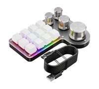 Cpolebev Custom Macro Keyboard 12 Keys 4 Knobs Mini USB Mechanical Keyboard Programming Macro Gaming Keypad White