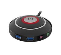 Cpolebev Desktop Computer Switch Button with Dual USB Ports and Audio PC External Start Button 165cm Cable