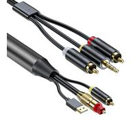 Cpolebev Digital Optical Cable Digital to Analog Audio Conversion Cable Digital SPDIF/Optical & Coaxial to Analog L/R &3.5mm AUX Stereo Audio Cable