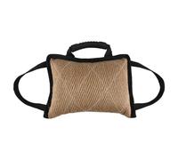 Cpolebev Dog Training Bite Tug Toy with 3 Handles Linen Bite Pillow