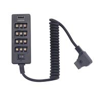 Cpolebev Dtap Splitter Cable with Power Switch D-Tap for V-Mount V Lock, Gold Mount Battery to 3P x 4 Female Port & USB Port