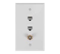 Cpolebev Ethernet Coax Wall Plate,2 Port Cat6 RJ45 and 1 Port F Type Connector Coax Female to Female Wall Plate