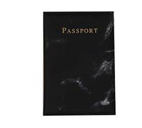 Cpolebev Fashion Ladies Men Passport Case Pu Marble Travel Documents Credit Card Holder Small Wallet Purse Bag Pouch Black