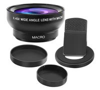 Cpolebev Fish Eye Phone Lens, 0.45X Phone with HD Camera Lens Macro Clip Lens Wide Angle Lens Lens for Mobile Phone Camera