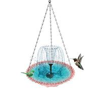 Cpolebev Hanging Bird Bath with Solar Fountain Solar Bird Bath Fountains Hanging Bird Baths for Outdoors Pink