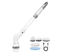 Cpolebev High Speed Rotate Scrubbers with 5 Replaceable Brush Heads,Electric Scrubbers Power Cleaning Brush for Bathroom Floor