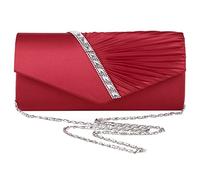 Cpolebev Ladies Diamond Ruffle Prom Bridal Evening Envelope Clutch Bag, LY6682 red