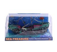 Cpolebev Large Aquarium Decoration Boat Plactic Aquarium Ship Air Split Shipwreck Fish Tank Decor C