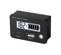 Cpolebev Lead Acid Lithium Battery Capacity Indicator Car Digital Voltmeter DC8-30V USB Type-C,White Screen